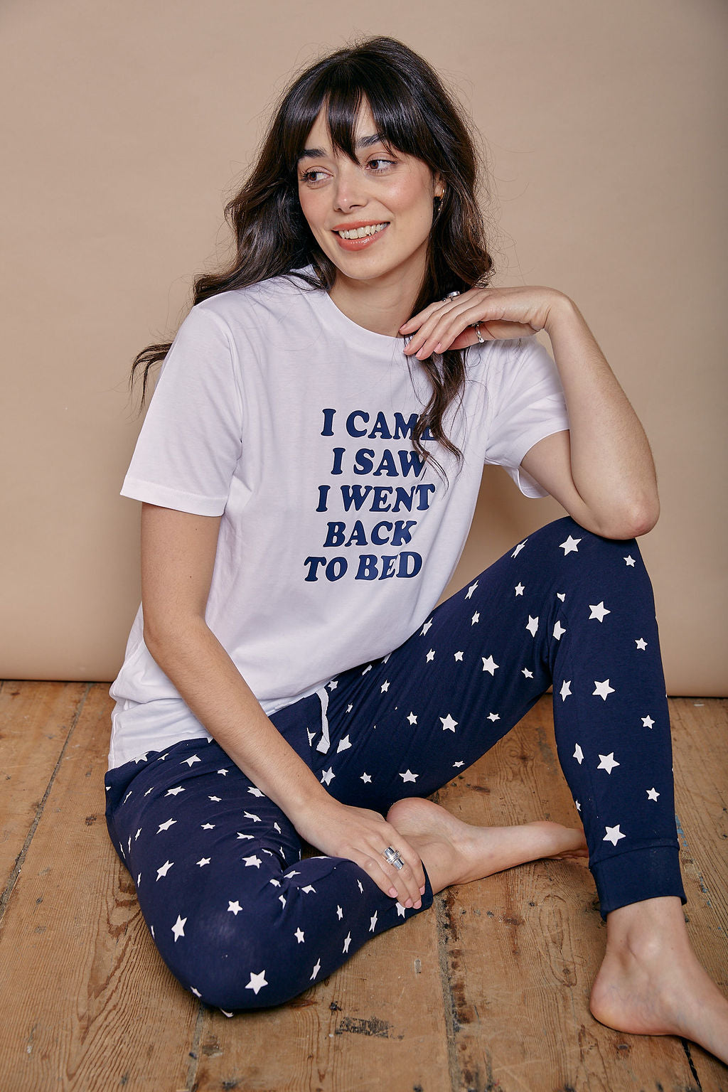 I came I saw I went back to bed slogan pyjama set