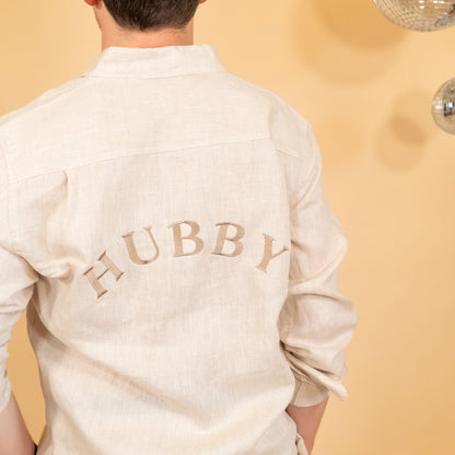 Hubby Embroidered Back Design Linen Shirt
