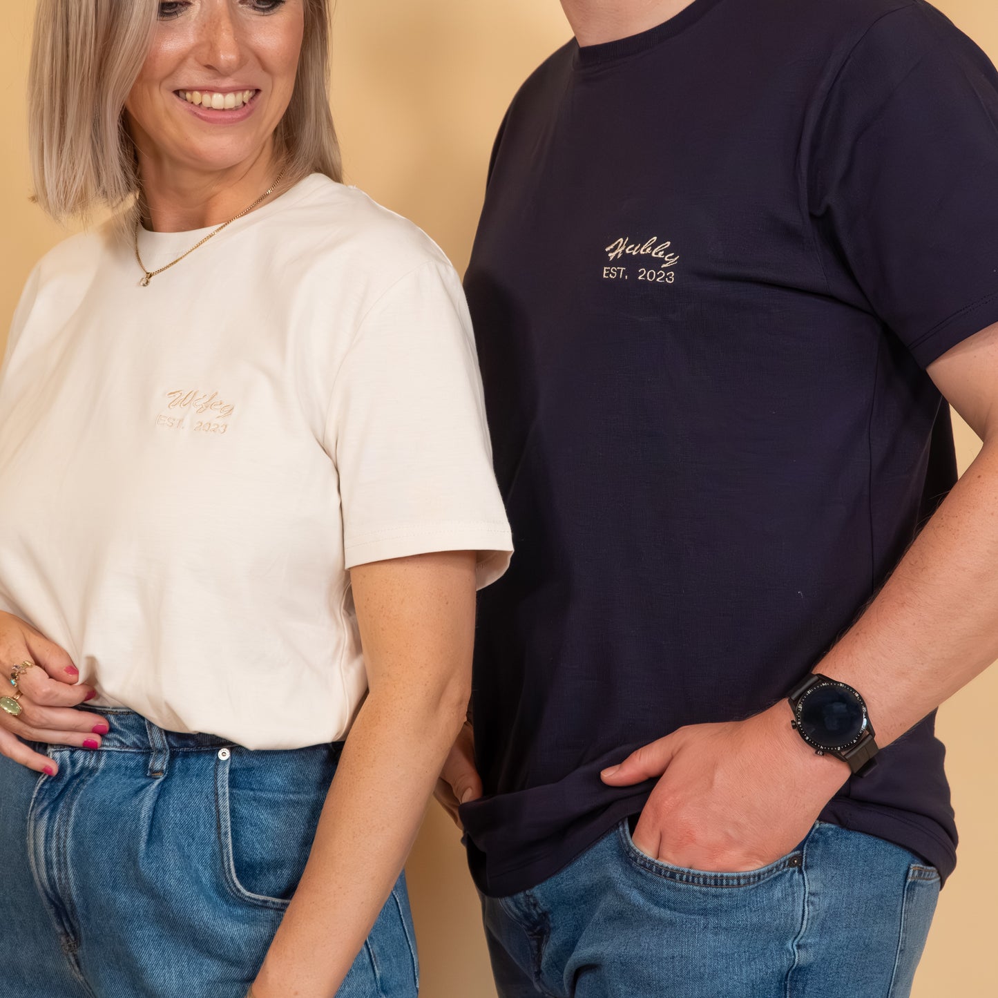 Hubby Est Year Embroidered Personalised T shirt
