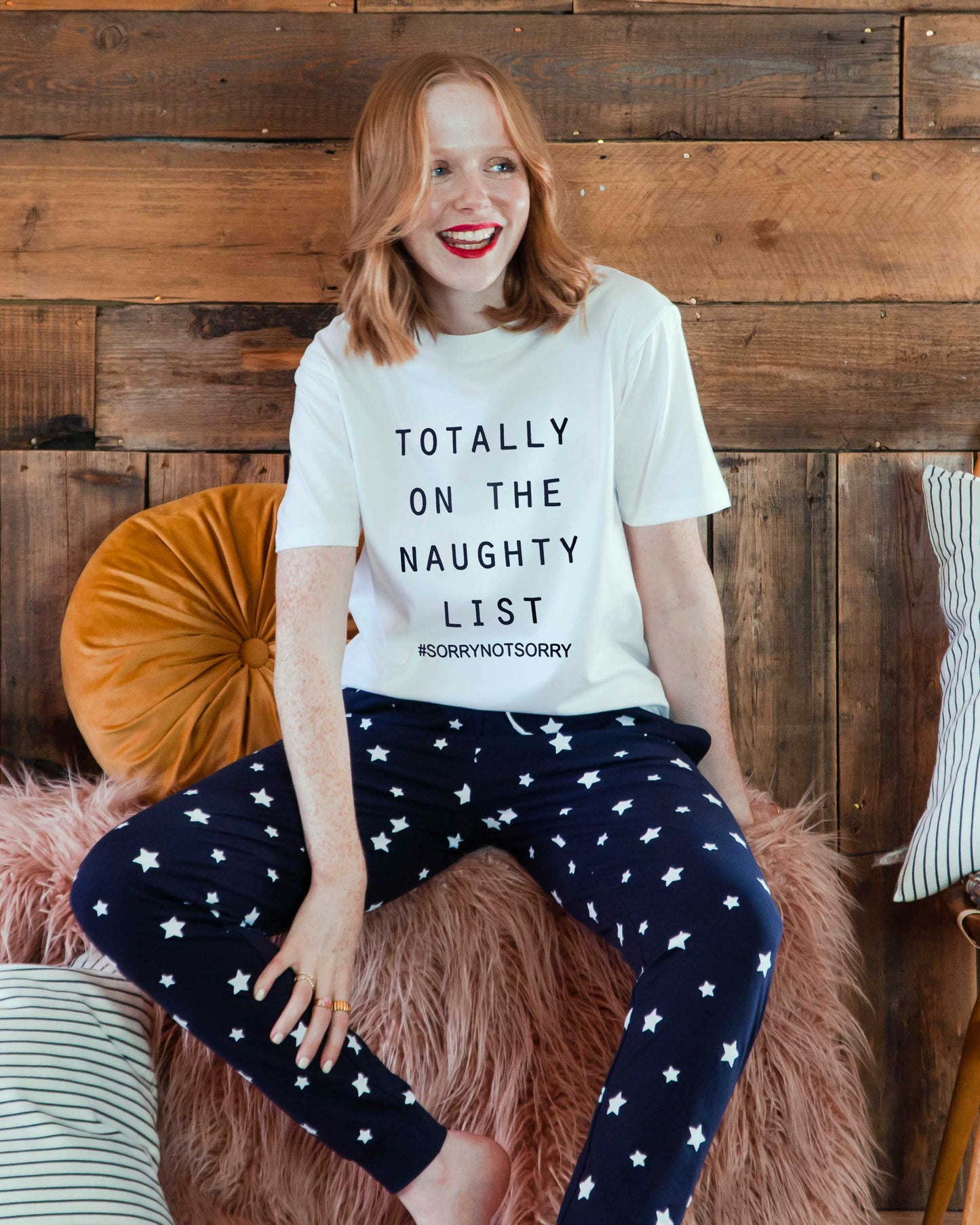 Naughty List Slogan Star Pyjama Set