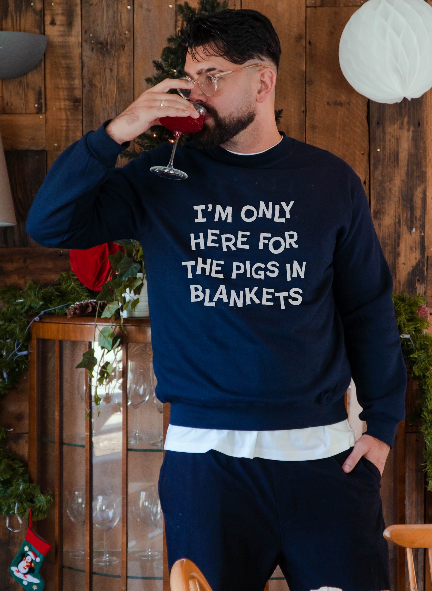 Mens Only Here for Pigs in Blankets Christmas Sweatshirt