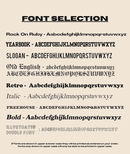 Collection of different font styles on a beige background