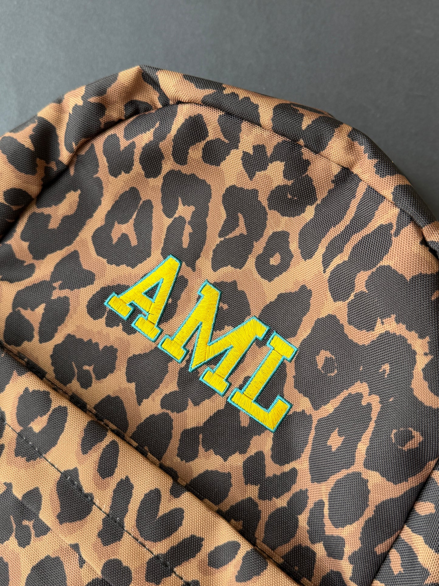 Personalised Initial Leopard Print Rucksack