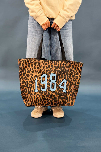 Personalised Varsity Year Leopard Print Shopping Bag