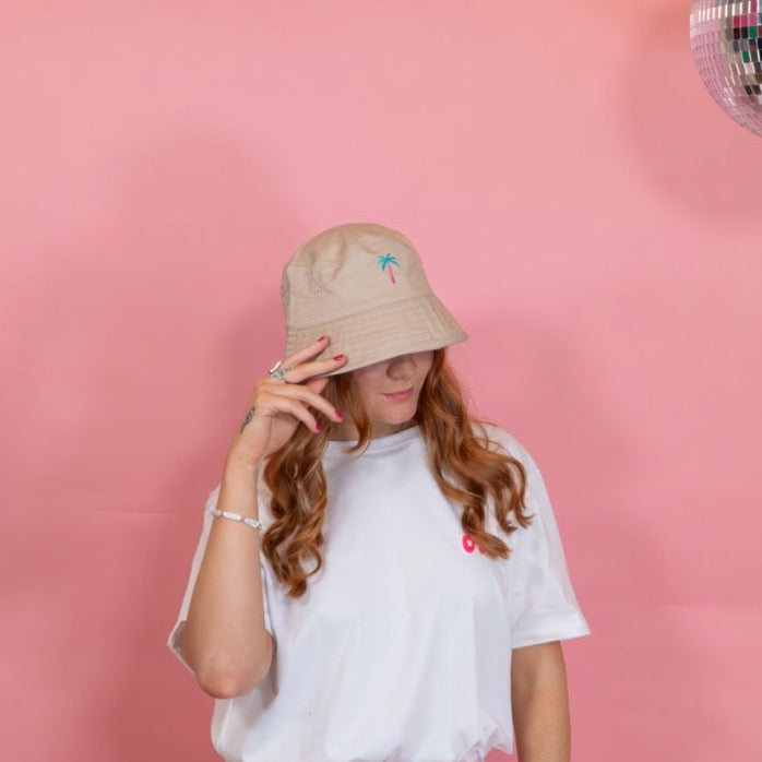 Embroidered Palm Tree Bucket Hat