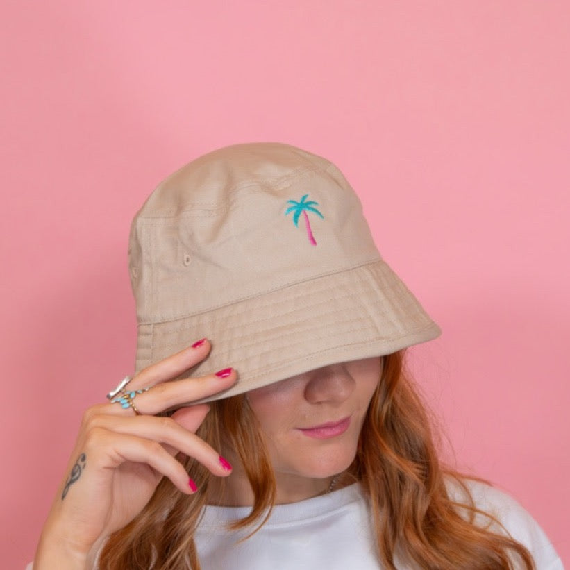 Embroidered Palm Tree Bucket Hat