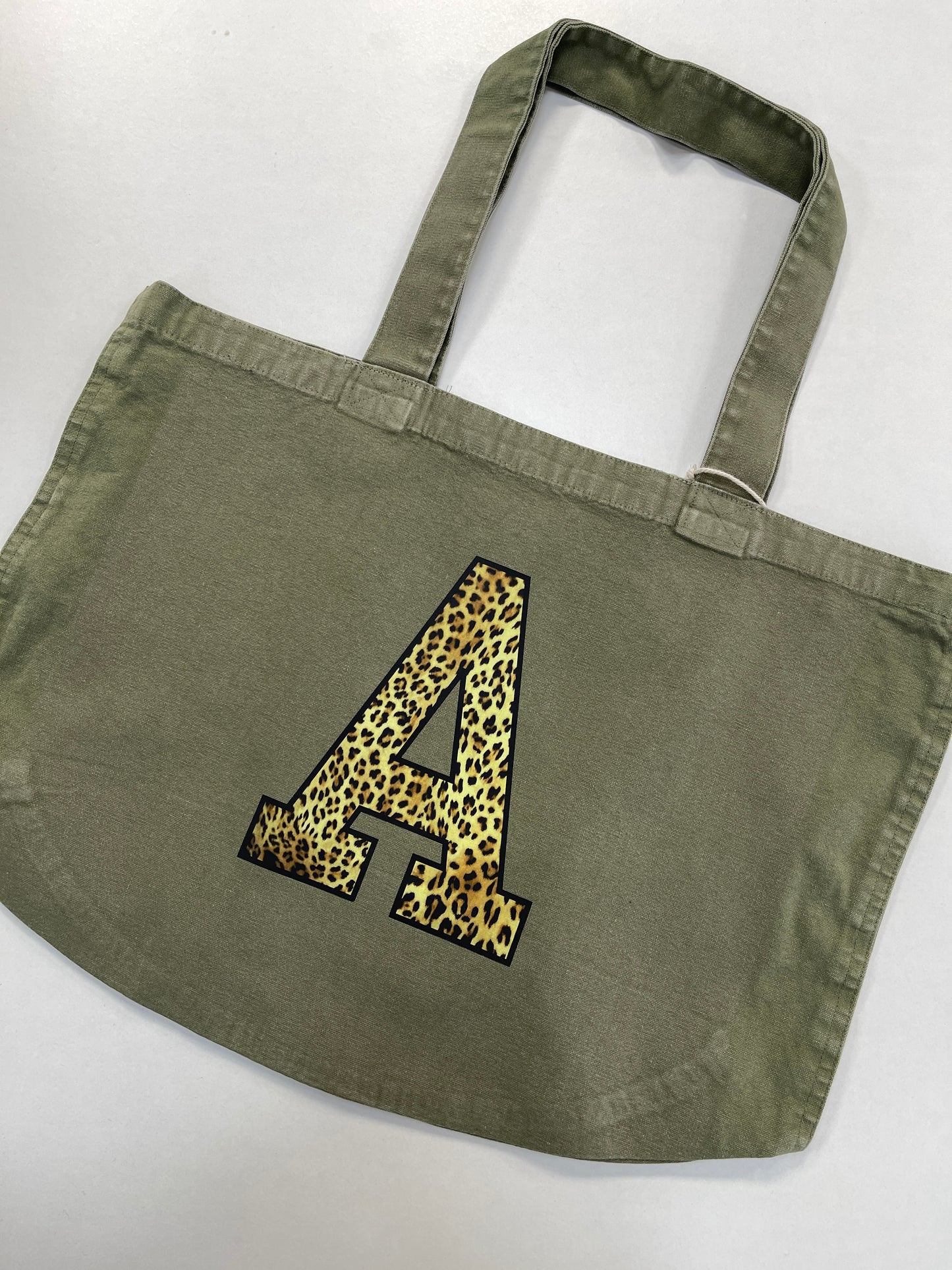Personalised Leopard Print Initial Tote Bag