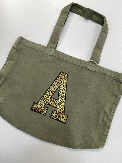 Personalised Leopard Print Initial Tote Bag