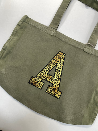 Personalised Leopard Print Initial Tote Bag
