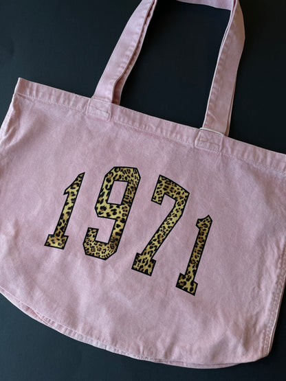 Personalised Varsity Leopard Year Vintage Tote Bag