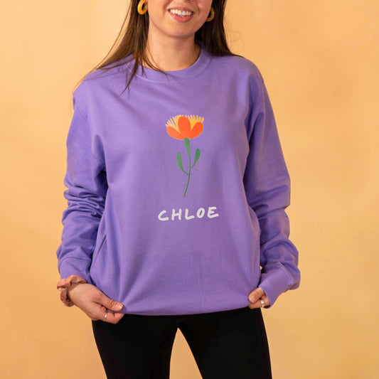 Personalised Abstract Birth Flower Sweatshirt