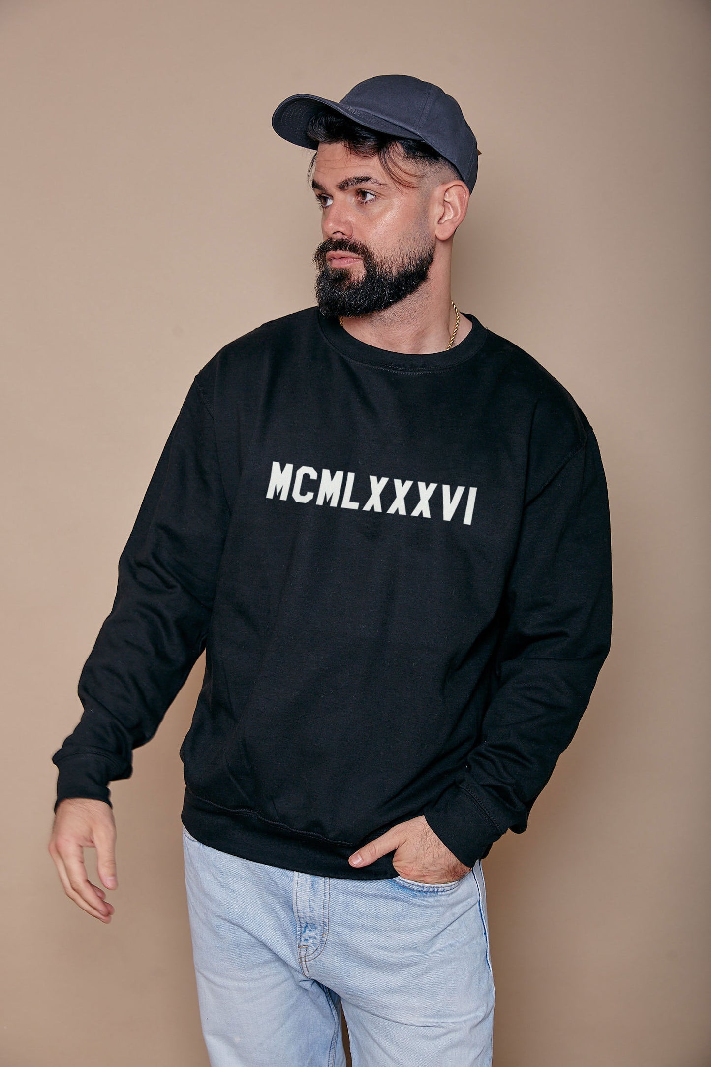 Roman Numeral Printed Sweatshirt
