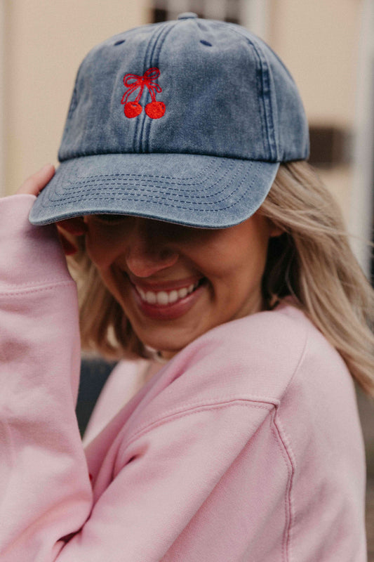 Personalised Cherry Denim Cap