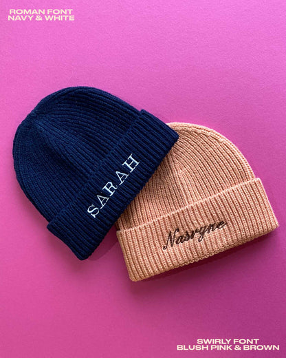 Personalised Custom Name Embroidered Beanie Hat