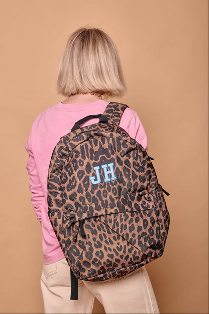 Personalised Initial Leopard Print Backpack