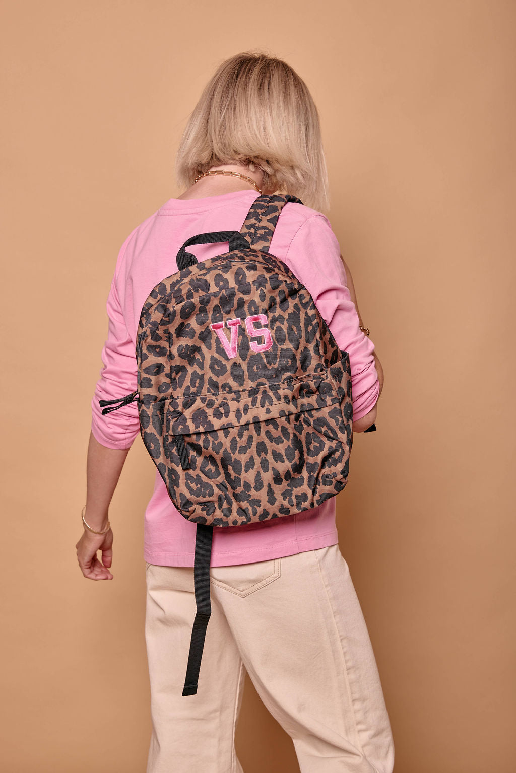 Personalised Initial Leopard Print Backpack