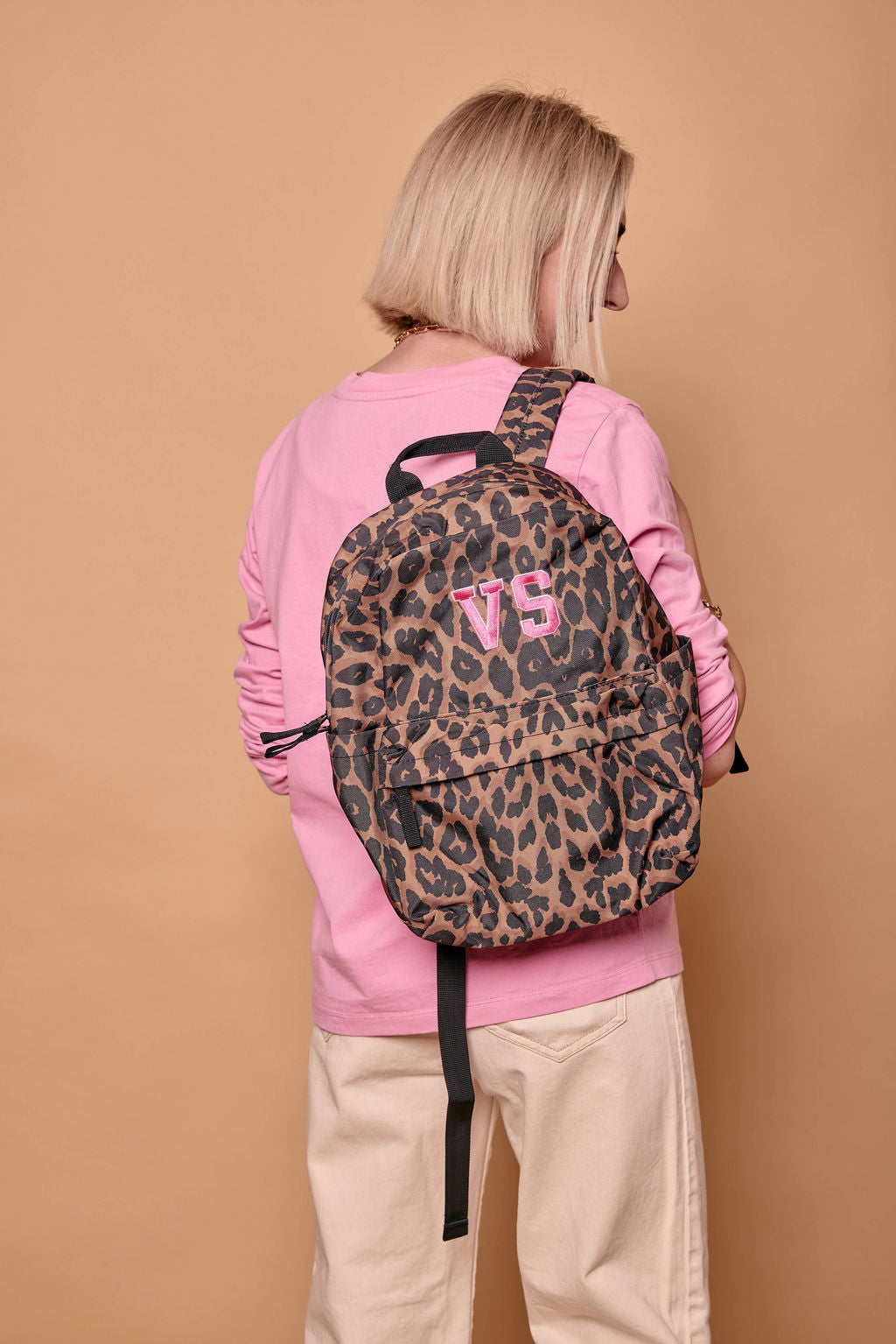 Personalised Initial Leopard Print Backpack