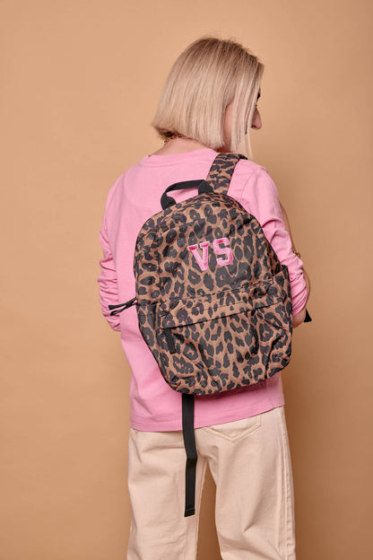 Personalised Initial Leopard Print Backpack