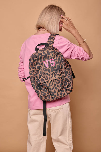 Personalised Initial Leopard Print Backpack