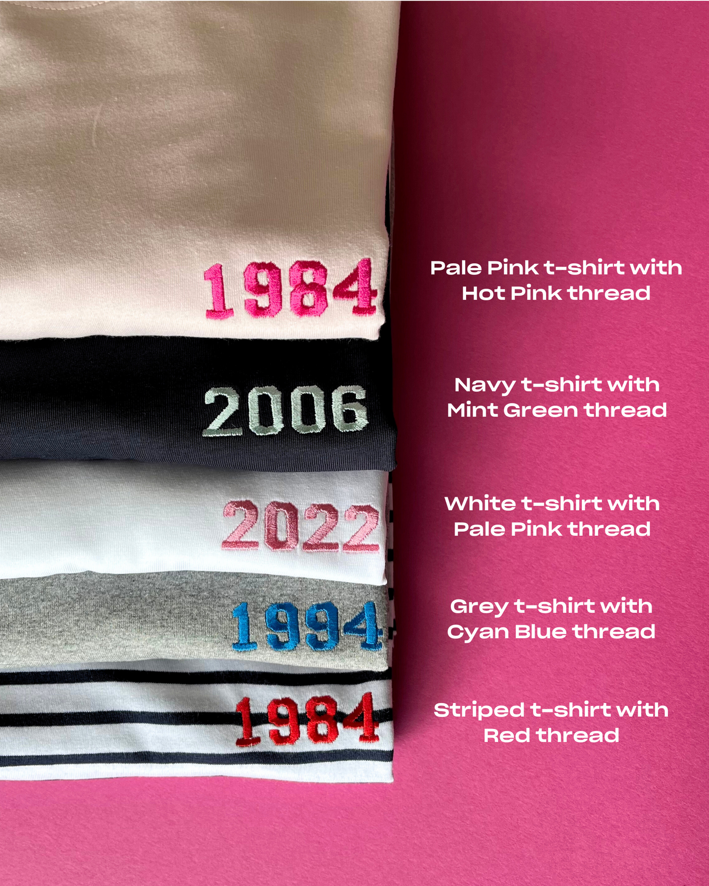 Embroidered Personalised Year T-Shirt