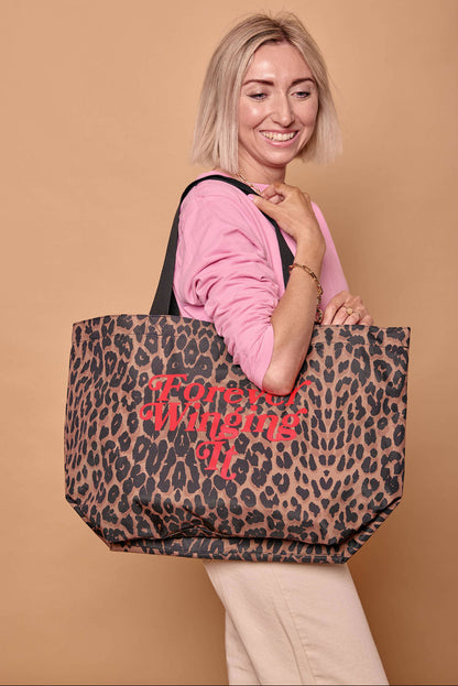 Forever Winging It Leopard Print Shopping Bag