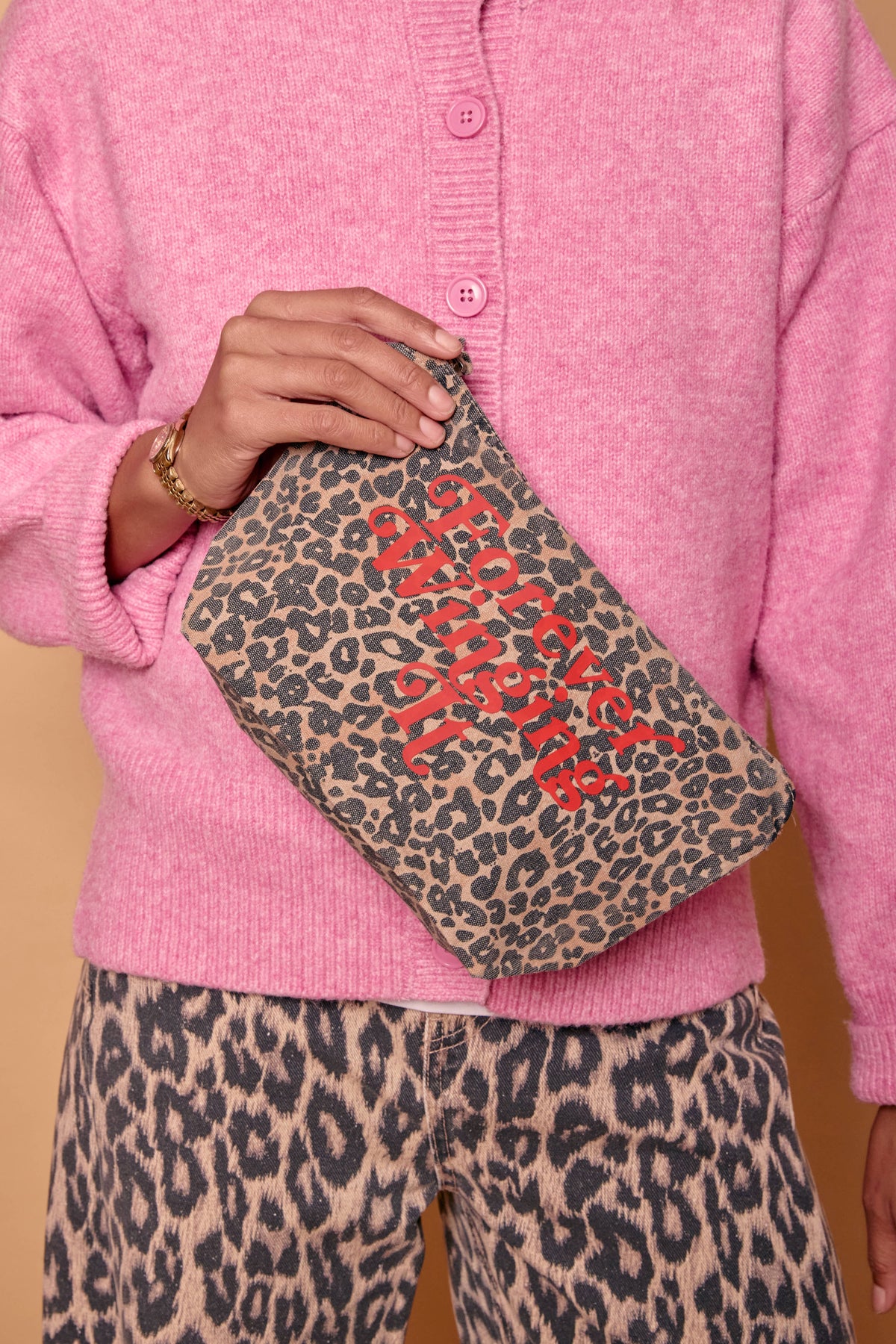 Forever Winging It Leopard Print Makeup Bag