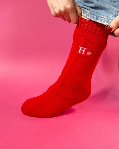 Personalised Heart Initial Slipper Socks