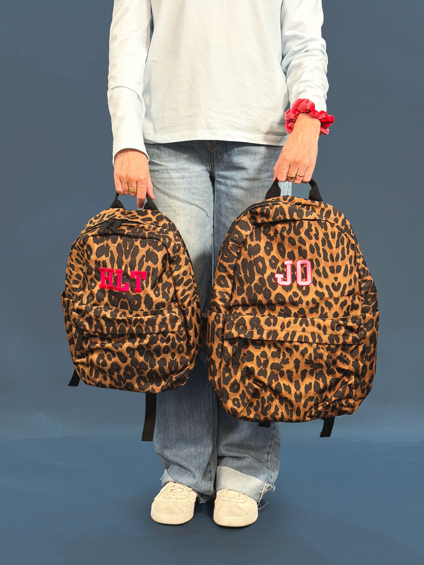 Personalised Initial Leopard Print Backpack