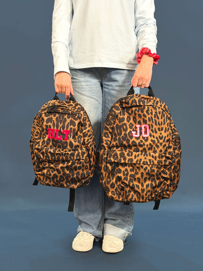 Personalised Initial Leopard Print Backpack