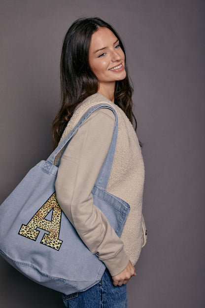 Personalised Leopard Print Initial Tote Bag