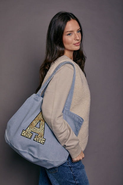 Personalised Leopard Print Initial Tote Bag