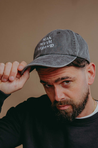 Man Myth Legend Embroidered Vintage Denim Cap