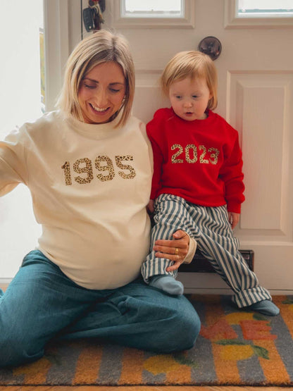 Personalised Year Adult and Kid Sweatshirt Set