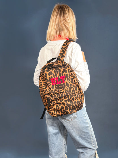 Personalised Initial Leopard Print Backpack