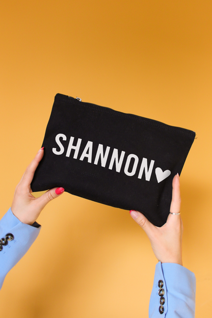 Personalised Name and Heart Makeup Bag