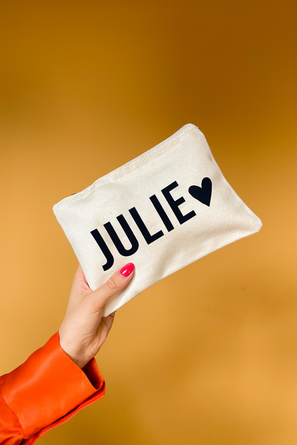 Personalised Name and Heart Makeup Bag