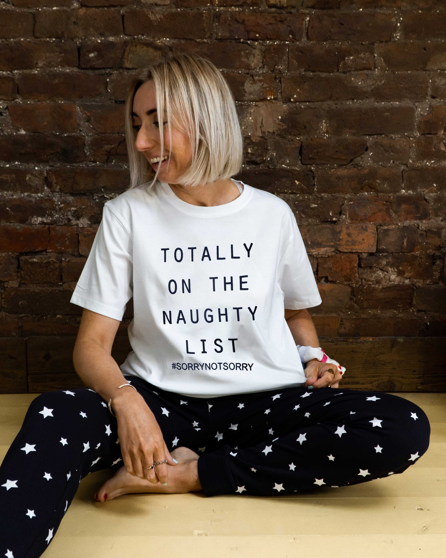 Naughty List Slogan Star Pyjama Set
