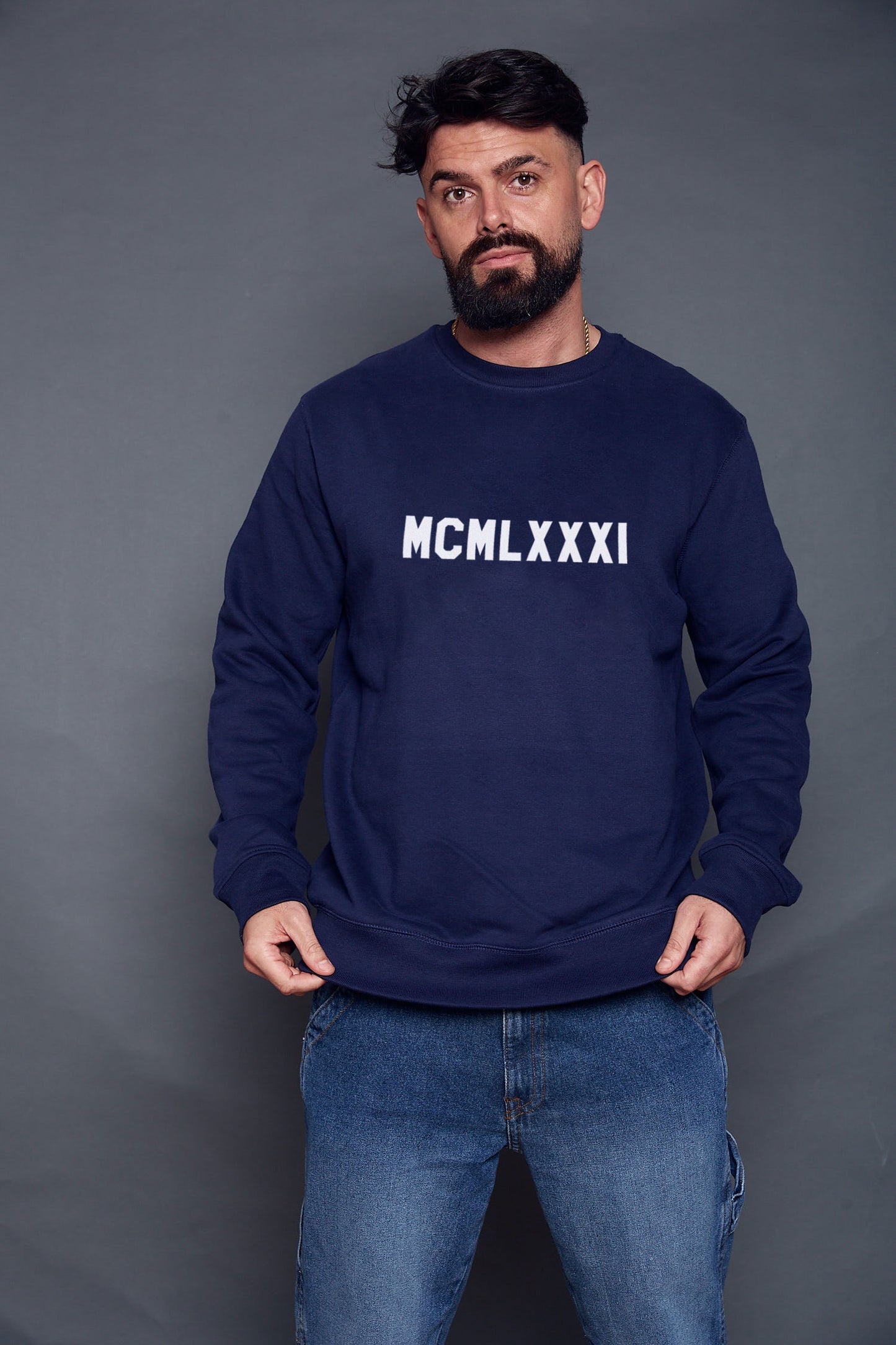 Roman Numeral Printed Sweatshirt