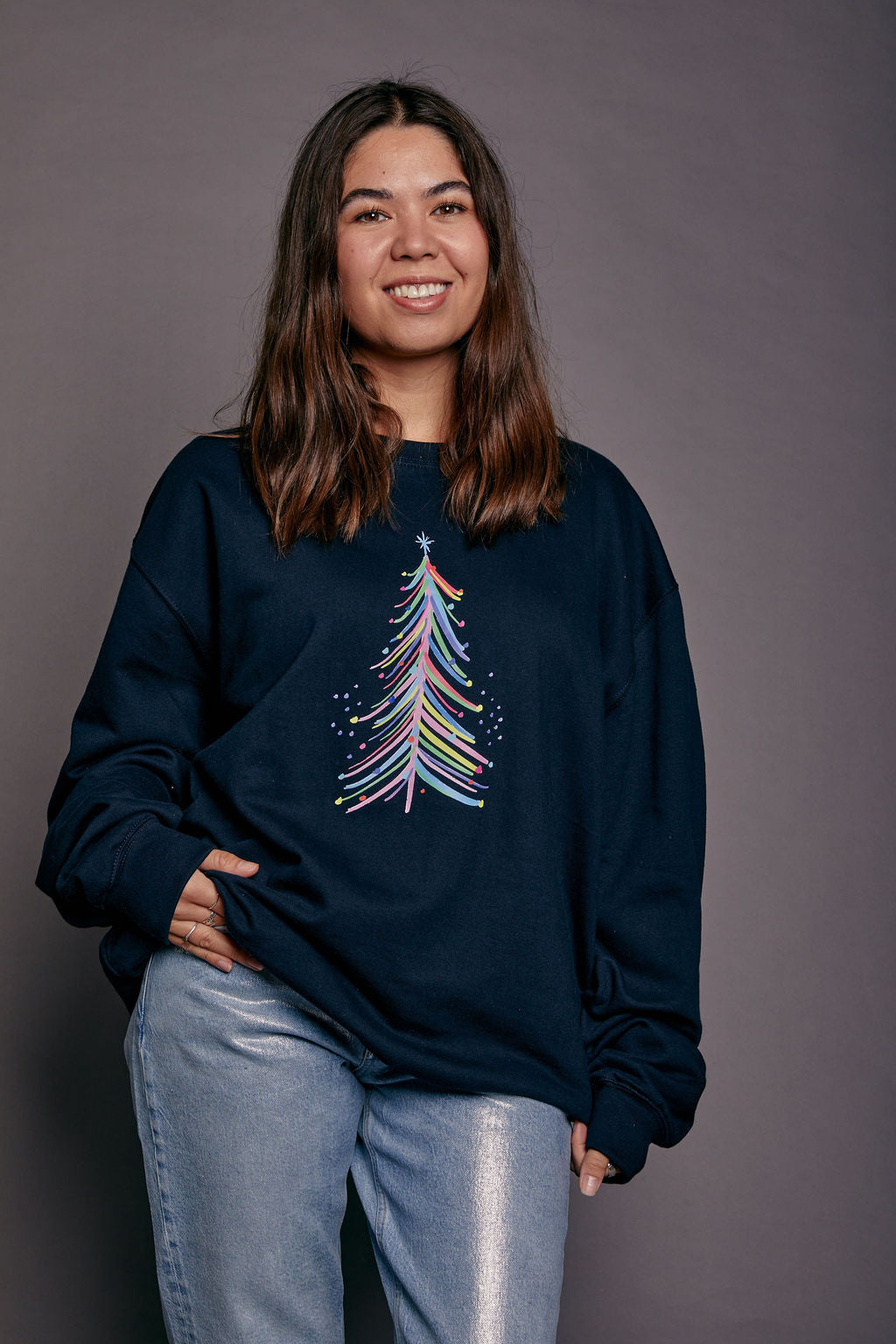 Merry and Bright Christmas Tree Jumper