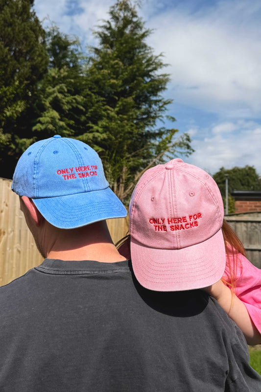 Personalised 'Only here For...' Adult & Child Cap Set