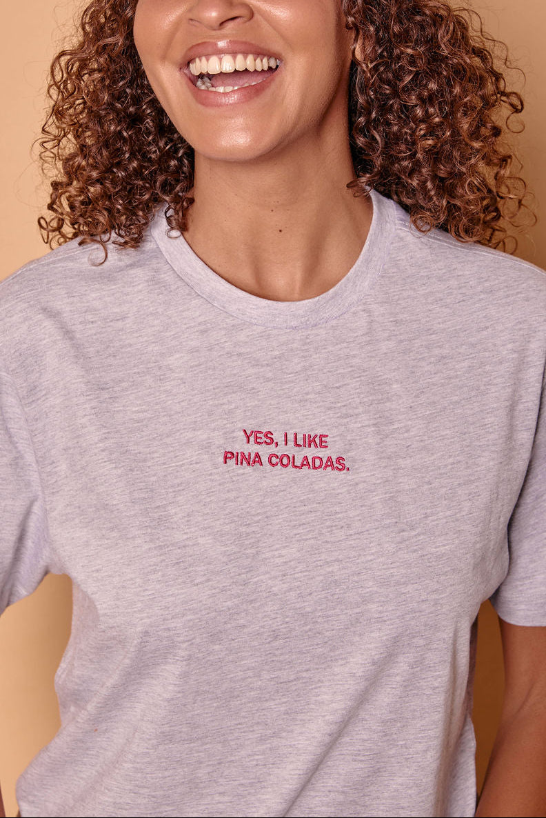 Embroidered Yes I Like Pina Coladas T-shirt