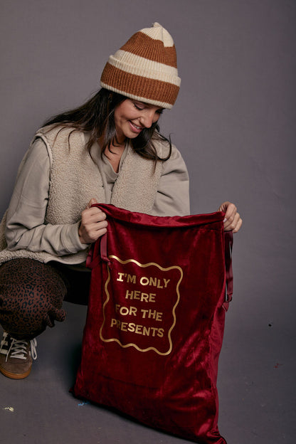 I'm Only Here for the Presents Luxury Velvet Style Gift Bag