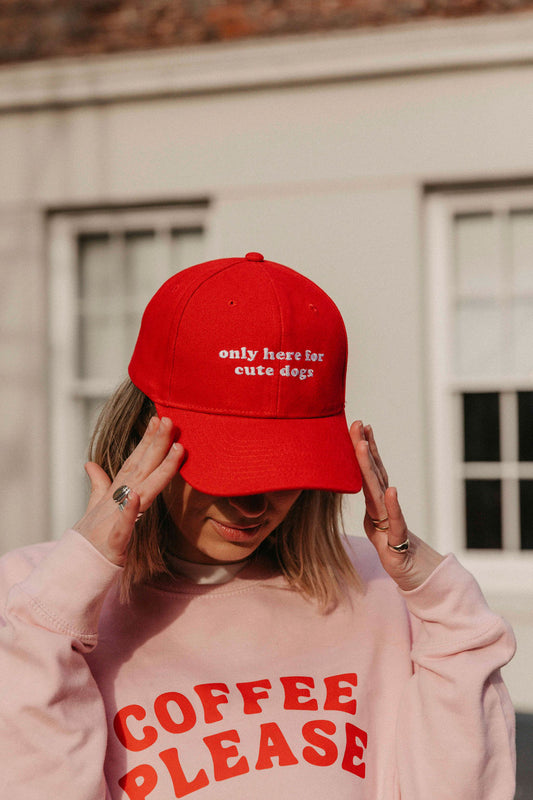 Only Here for Cute Dogs Slogan Cap