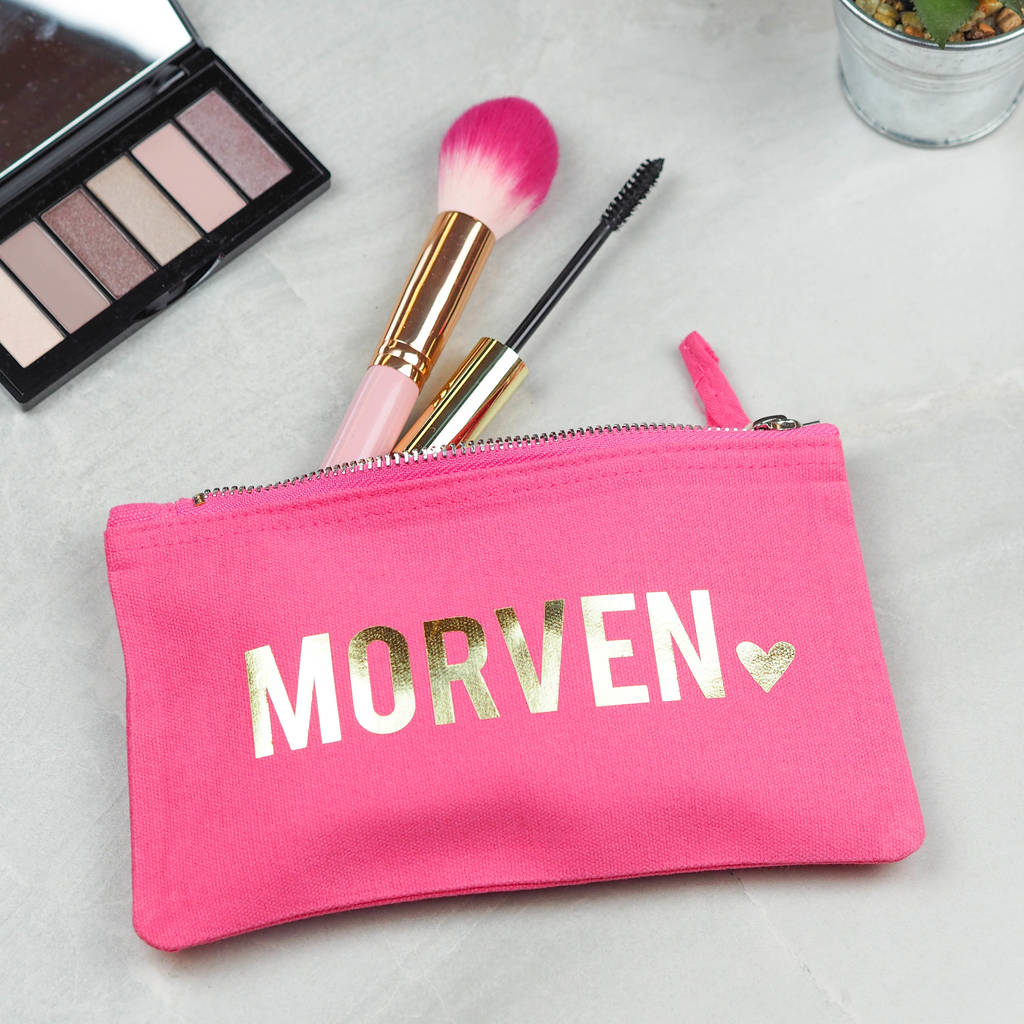 Personalised Name and Heart Makeup Bag