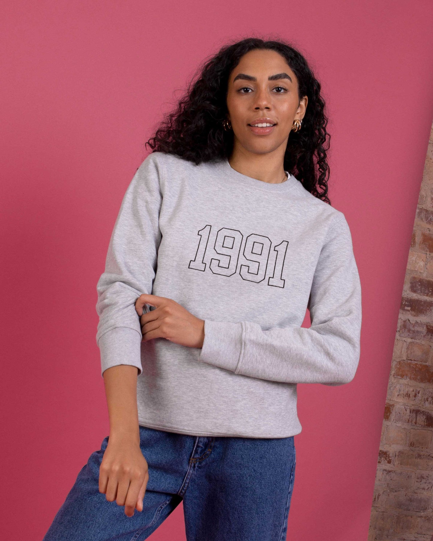 Embroidered Outline Year Sweatshirt