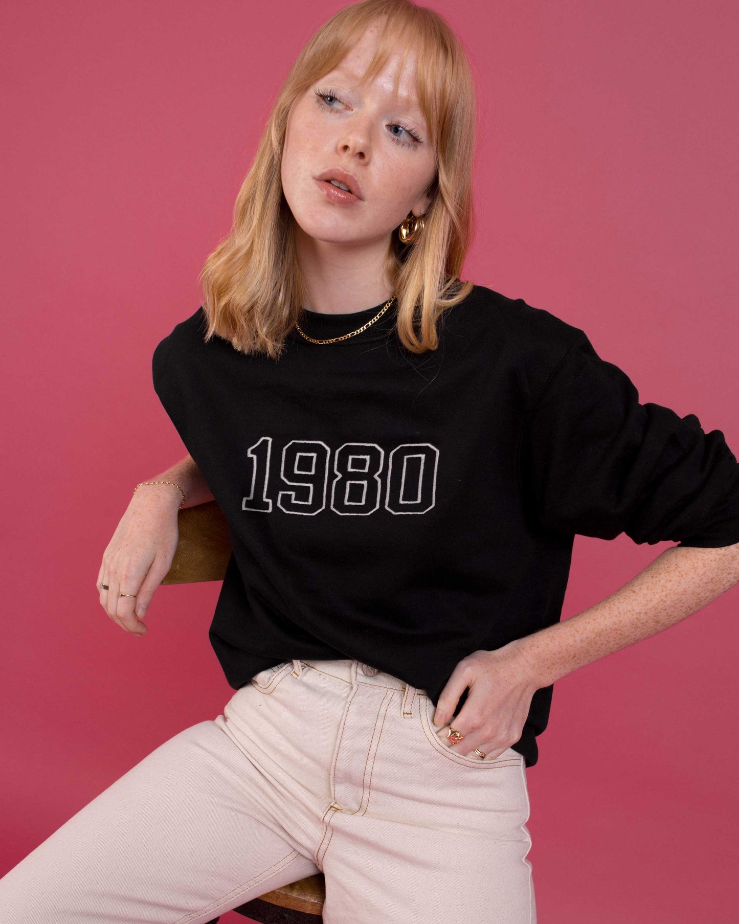 Embroidered Outline Year Sweatshirt