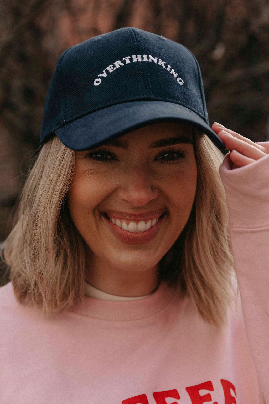 Embroidered Overthinking Slogan Cap