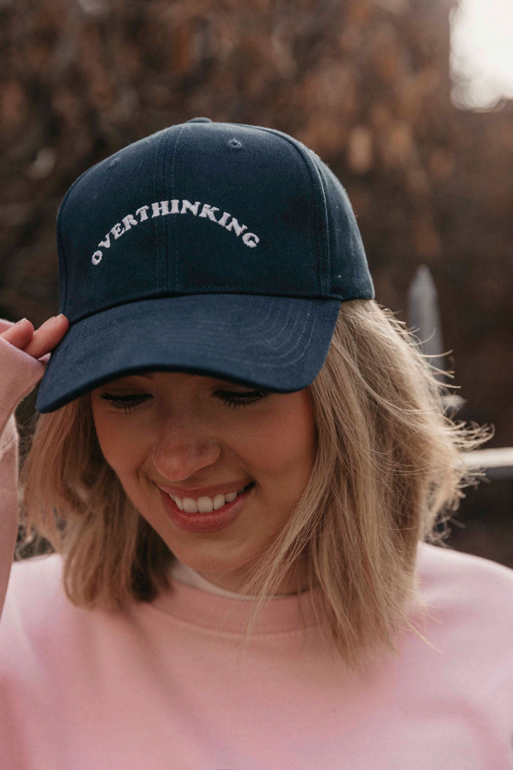 Embroidered Overthinking Slogan Cap