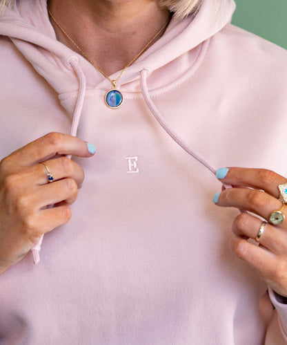 Embroidered Mini Neck Initial Hoodie