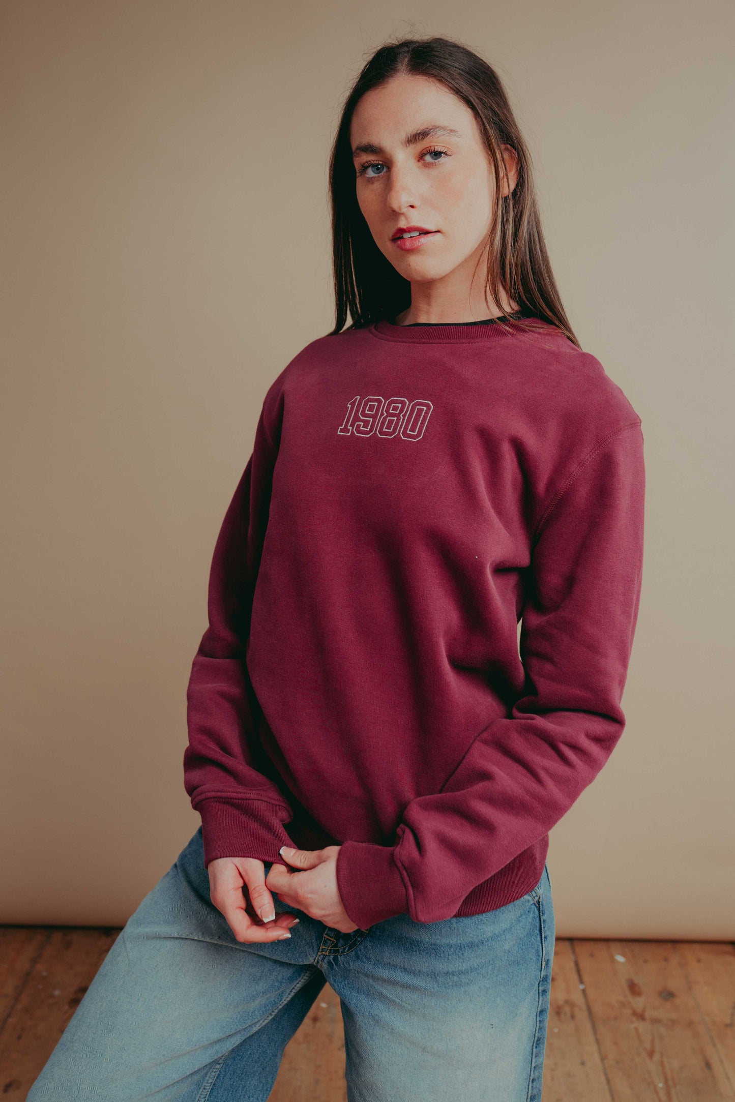 Small Embroidered Outline Year Sweatshirt